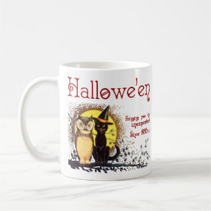 Mug Chat d'Halloween vintage et boule de café