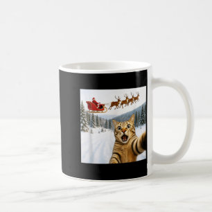 Mug Chat drôle de selfie avec le traîneau du Père Noël