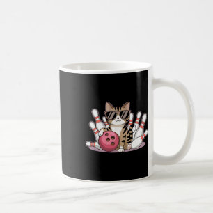 Mug Chat drôle jouant au bowling Chat cool avec lunett