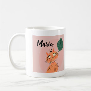 Mug Chat drôle plante feuille dessin animé