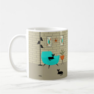 Mug Chat du milieu du siècle avec Mini Gravel Art