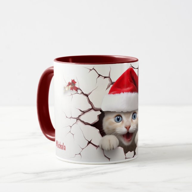 Mug Chat du Père Noël à Mur (Devant gauche)