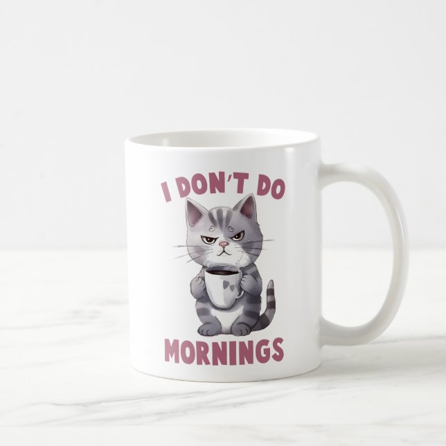 Mug Chat en colère - Je ne fais pas les matins (Droite)