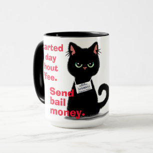 Mug Chat en colère Tir Envoyer Panier Argent Drôle Caf