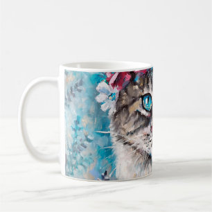 Mug Chat en fleur de couronne d'huile peinture sur toi