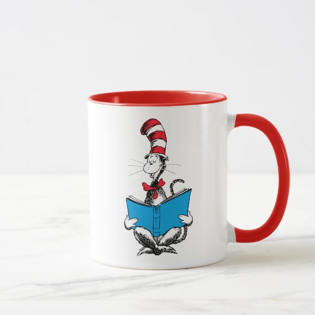 Mug Chat en lecture Casquette (Droite)