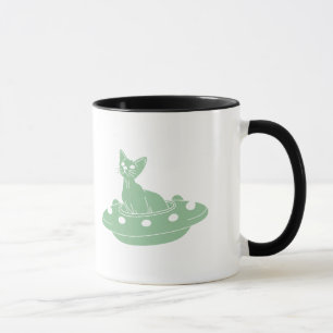 Mug Chat en Ufo - Choisissez la couleur arrière - plan
