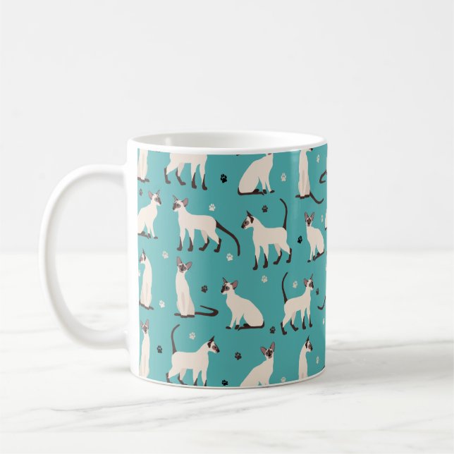 Mug Chat et pattes de Siamese bleu Turquoise (Gauche)