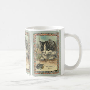Mug Chat et souris vintage "attendez-vous pour moi?"