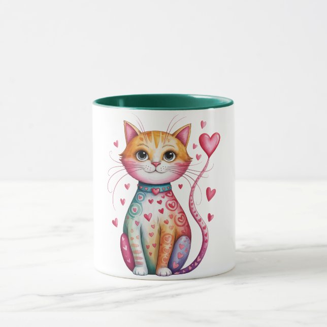 Mug Chat fantaisiste et réchauffant le cœur avec des c (Centre)