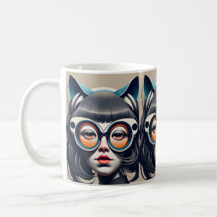 Mug Chat fille avec lunettes de plongée
