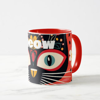 Mug Chat floral Modeste Boho Retro du milieu du siècle