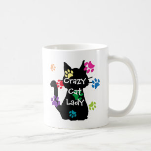 Mug Chat fou Lady Chat noir et pattes colorées peintes
