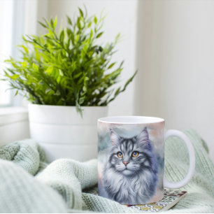 Mug Chat gracieux en aquarelle