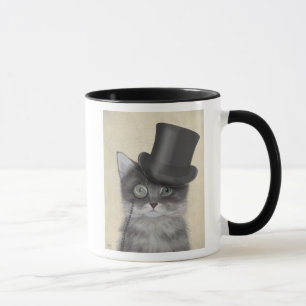 Mug Chat gris avec chapeau supérieur