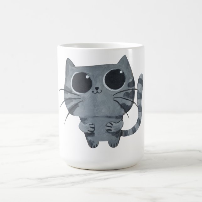 Mug Chat gris mignon avec de grands yeux au beurre (Centre)