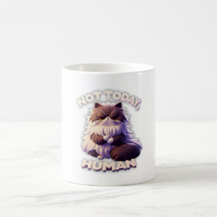 Mug Chat Grumpy "Pas aujourd'hui, humain" Drôle café M