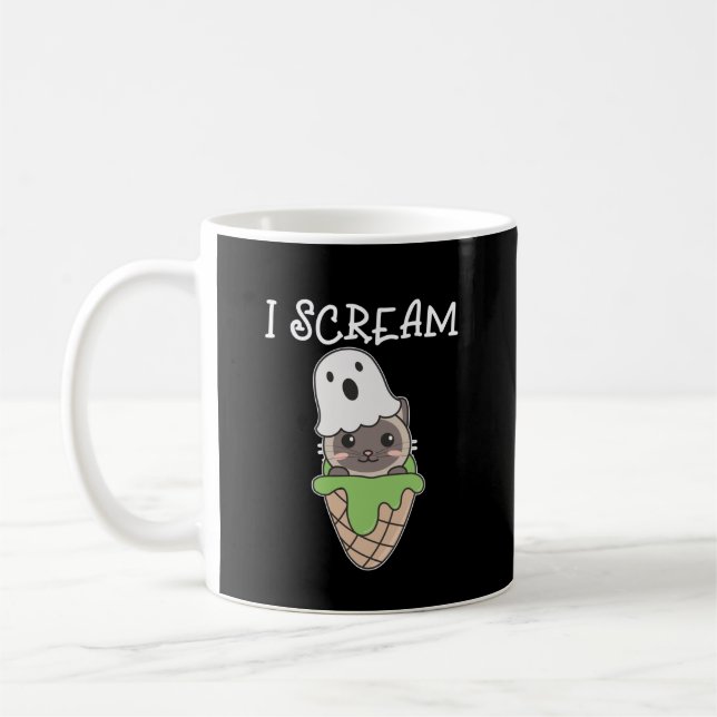 Mug Chat Halloween Ghost I Scream Ice Cream Pun (Gauche)