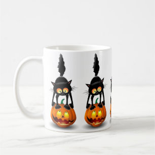 Mug Chat Halloween personnage de dessin effrayé debout