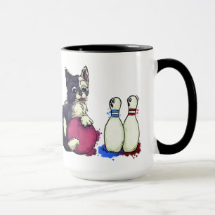 Mug Chat jouant au bowling