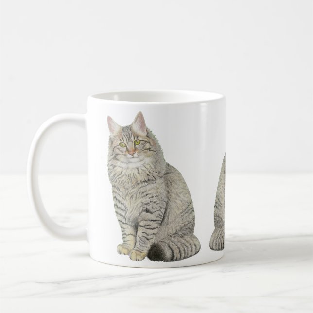 Mug Chat Longhair Tabby (Gauche)