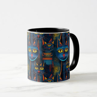 Mug Chat Love Art géométrique gothique