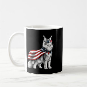 Mug Chat Mainecoon 4 Juillet Drapeau Américain Patriot