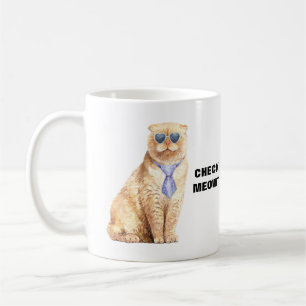 Mug Chat Meowt avec lunettes de soleil et Cravate drô