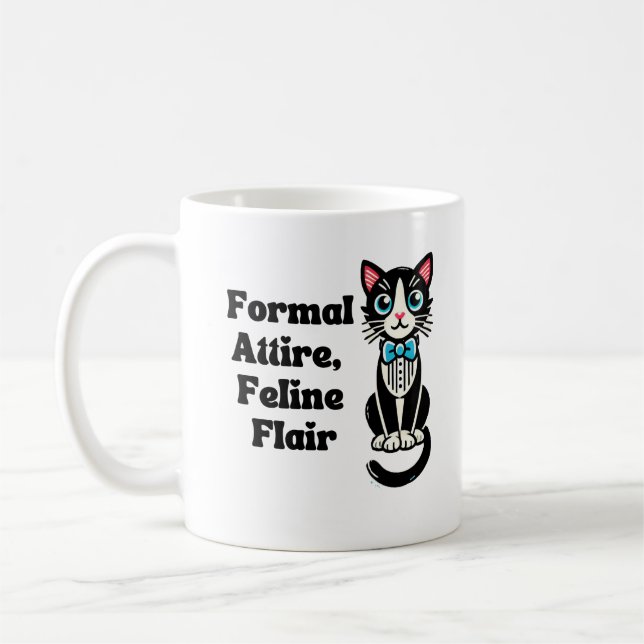Mug Chat mignon "Attire Formel, Flair Félin" (Gauche)
