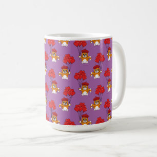 Mug Chat mignon avec Ballons de Coeur Rouge