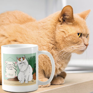 Mug Chat mignon blanc orange humour maison