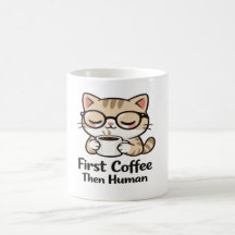 Chat Mignon Kawaii Portant des Lunettes - Matin Dr