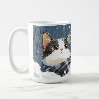 Mug Chat mignon pelucheux neige d'hiver