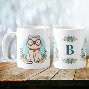 Mug Chat mignon Porte Lunettes Charme Monogramme Flora