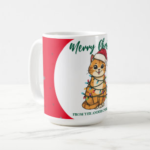 Mug chat moderne rouge joyeux flocon de neige de Noël