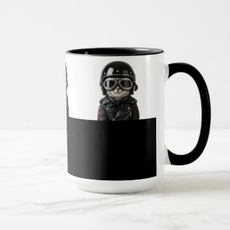 Mug Chat motard, chat avec tenue de moto et casque