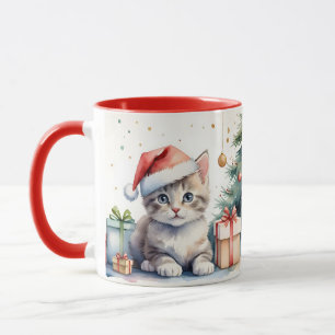 Mug Chat Muguet dans l'ambiance de Noël.
