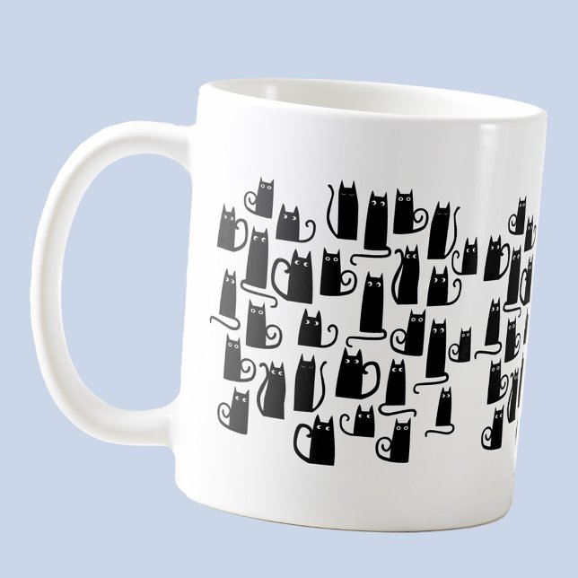 Mug Chat noir amusant (Black cat fun quirky pattern coffee mug)