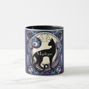 Mug Chat noir Art Nouveau violet et bleu