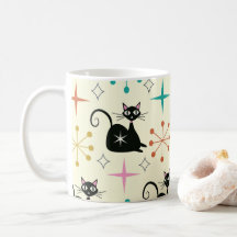 Chat noir atomique de milieu de siècle avec étoile