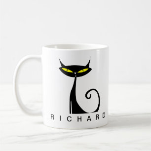 Mug Chat noir atomique moderne du milieu du siècle