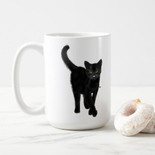 Mug Chat noir aux yeux verts mignon Citation