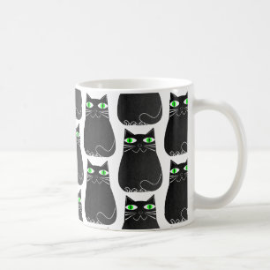 Mug Chat noir aux yeux verts personnalisé