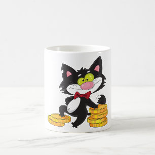 Mug Chat Noir Avec Pièces de Monnaie Personnage Mignon
