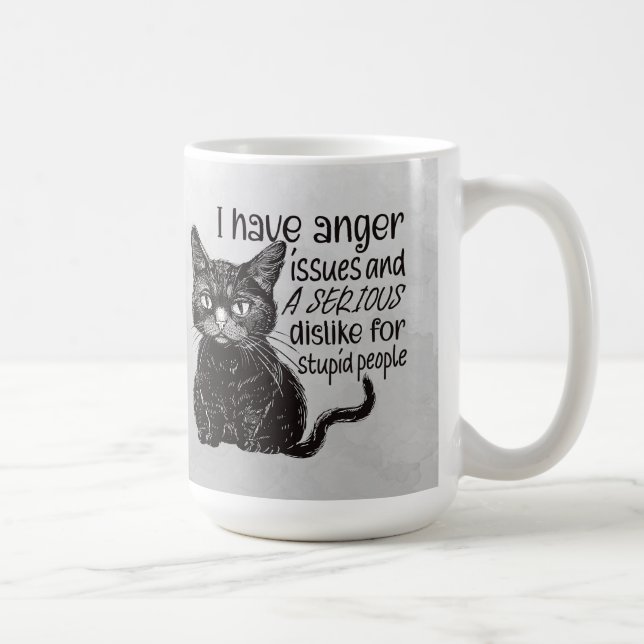 Mug Chat Noir Avec Problèmes de Colère (Droite)