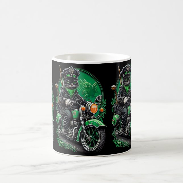 Mug Chat noir conduite vélo St. Patrick's Day (Centre)