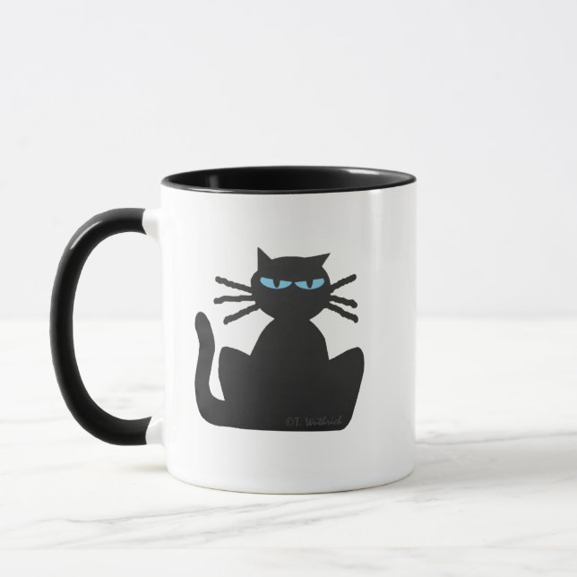 Mug Chat Noir Cranky aux yeux bleus (Gauche)