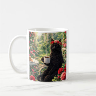 Mug Chat Noir dans un Jardin de Roses – Ambiance Éléga