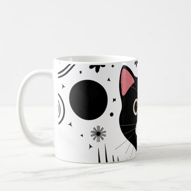 Mug Chat noir drôle Abstrait (Gauche)