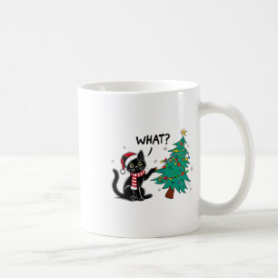 Mug Chat Noir Drôle Poussant Arbre De Noël Sur Chat Wh